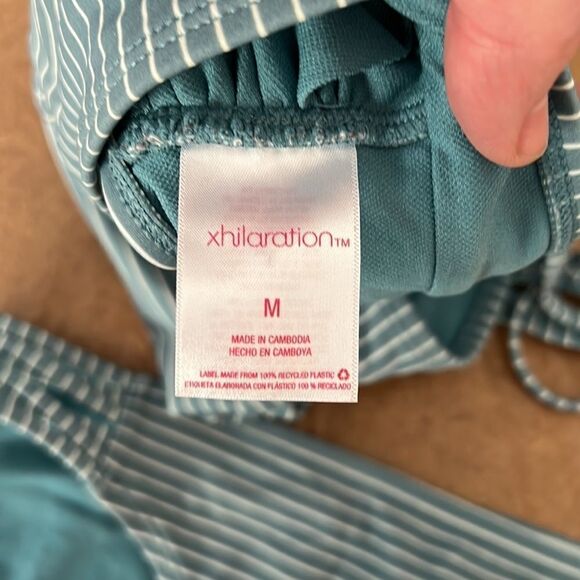 ❤️Xhilaration Blue striped 2 Piece bikini Swimsuit - Picture 3 of 7